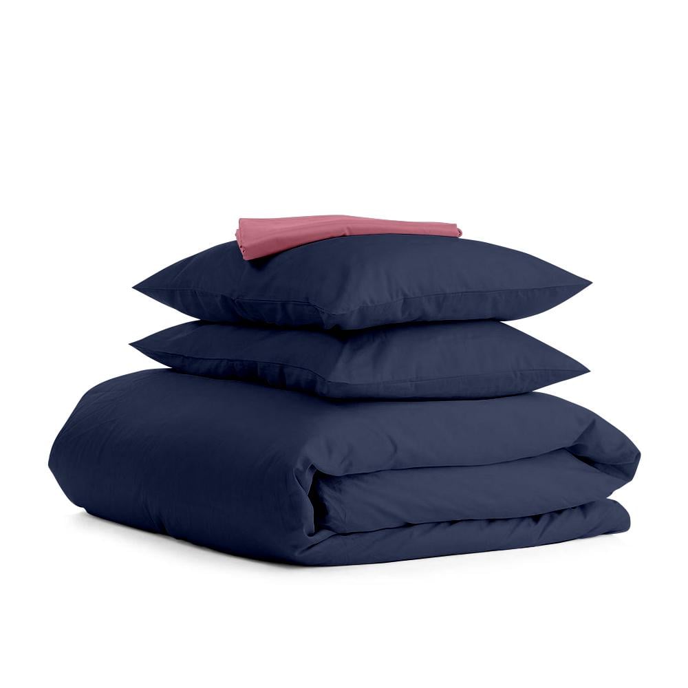 Комплект евро постельного белья Cosas Satin Dark Blue Pudra-S 200х220 см (4822054059775)