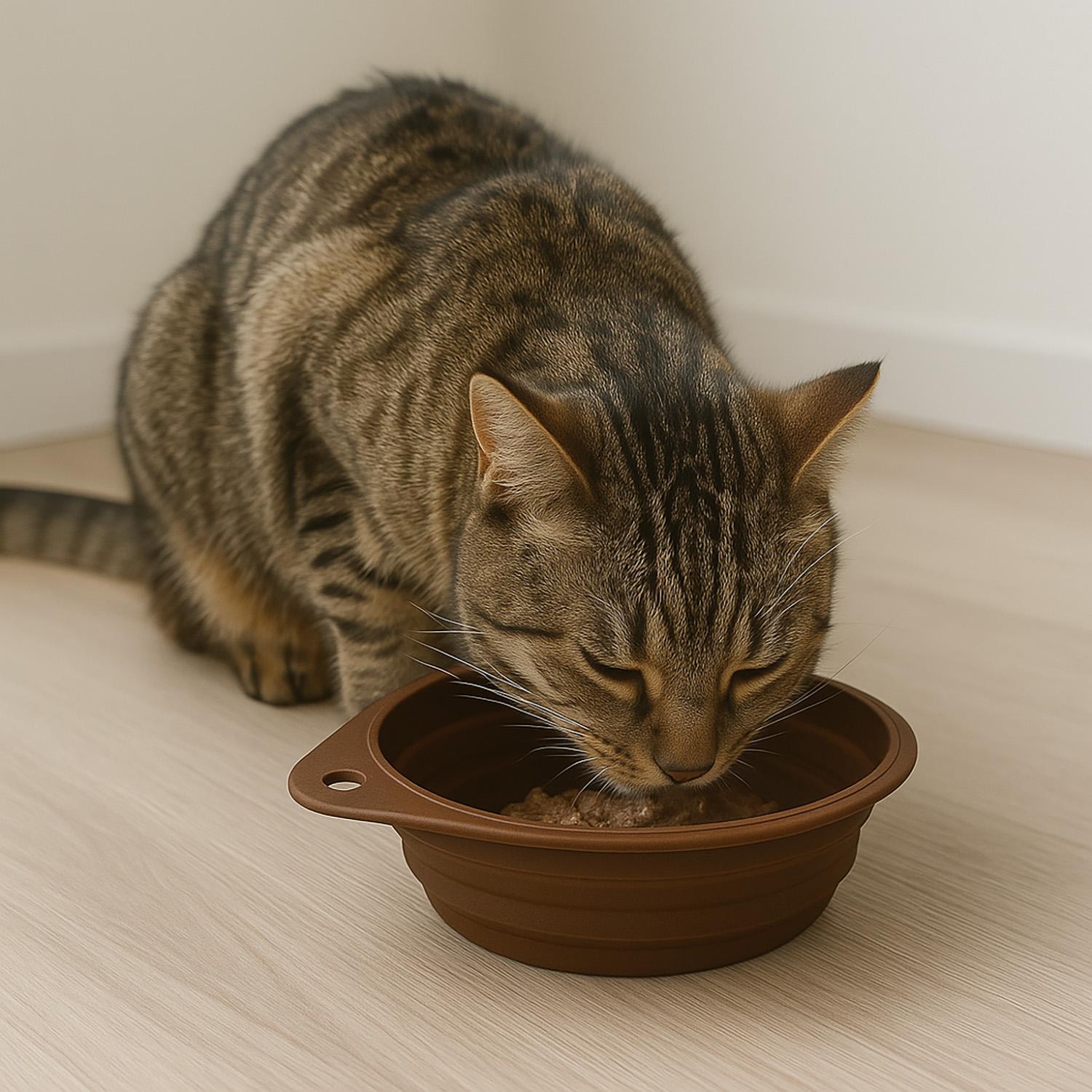 Миска для котів та собак складна силіконова Коричневий (87158) - фото 3 Миска для котів та собак складна силіконова Коричневий (87158) - фото 3