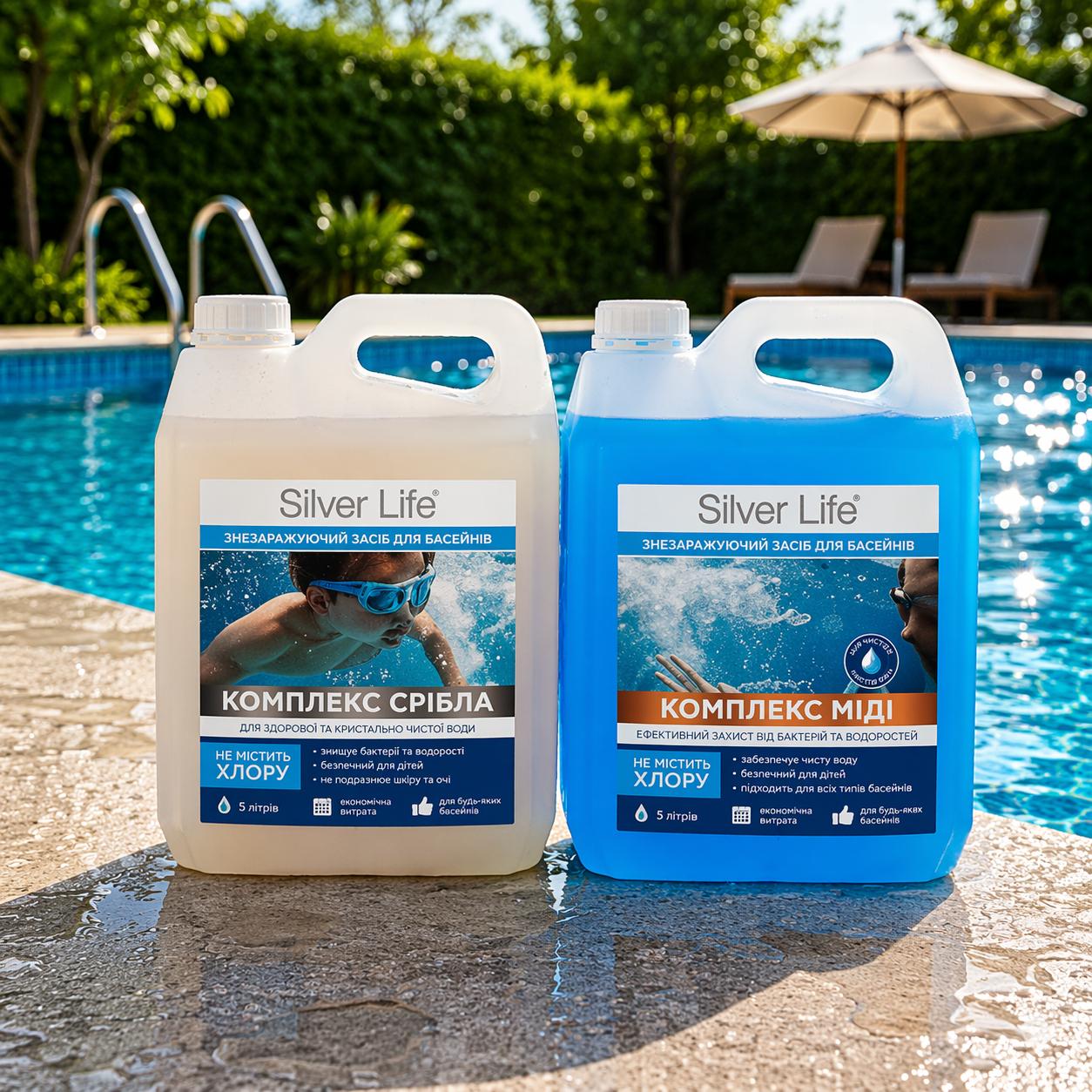 Бактерицидний комплекс для дезінфекції басейнів Silver без хлору 5 л 2 шт. (3014)