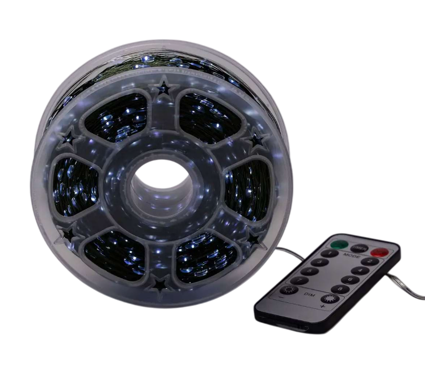 Гирлянда Роса нить с пультом 2000 LED 200 м от сети зеленый провод Белый - фото 1