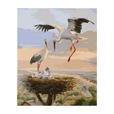 Набор для росписи по номерам Strateg Аисты в гнезде 40х50 см (VA-1610-mt)