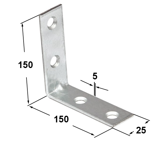 Кутник з'єднувальний вузький жовтий цинк 150х150х25х5 мм (7233) - фото 2 Кутник з'єднувальний вузький жовтий цинк 150х150х25х5 мм (7233) - фото 2