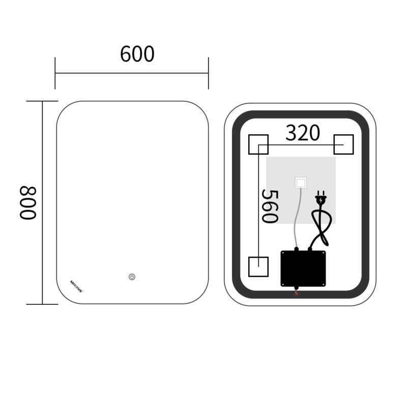 Зеркало для ванной комнаты MIXXUS Premium DIVERSE MR15 REVERSE LED Touch/Anti-fog/димер 3-6,5kK 80x60 см (MP6638) - фото 2