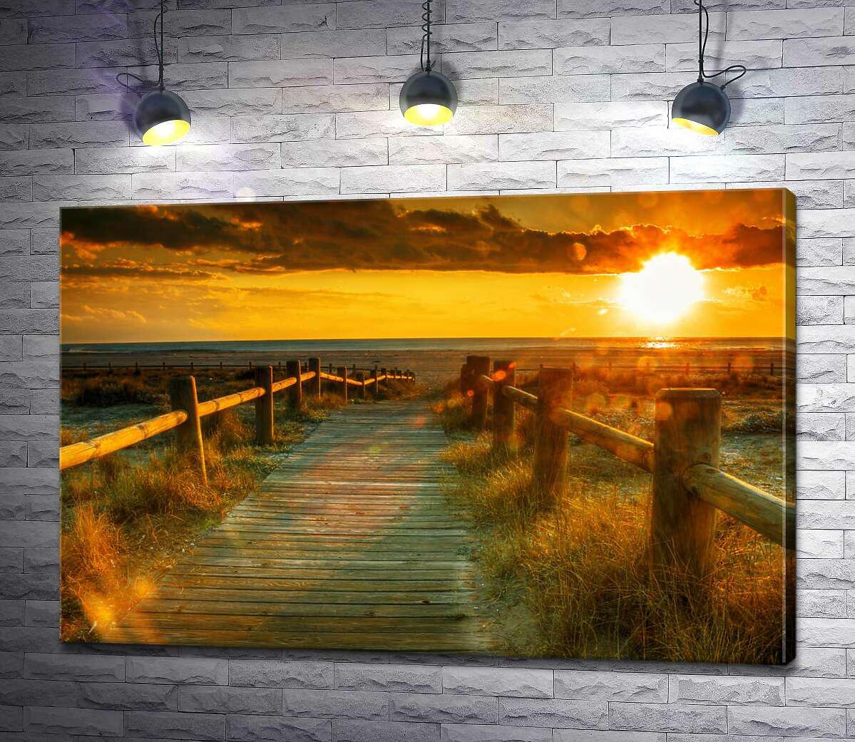 Картина ArtPoster Деревянная дорога ведет к вечернему пляжу 100x67 см Модуль №1 (002474) Картина ArtPoster Деревянная дорога ведет к вечернему пляжу 100x67 см Модуль №1 (002474)