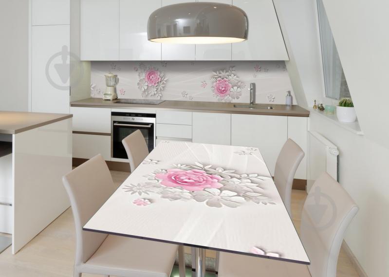 Наклейка 3Д виниловая на стол Zatarga «Бумажные цветы» 650х1200 мм для домов, квартир, столов, кофейн, кафе Наклейка 3Д виниловая на стол Zatarga «Бумажные цветы» 650х1200 мм для домов, квартир, столов, кофейн, кафе