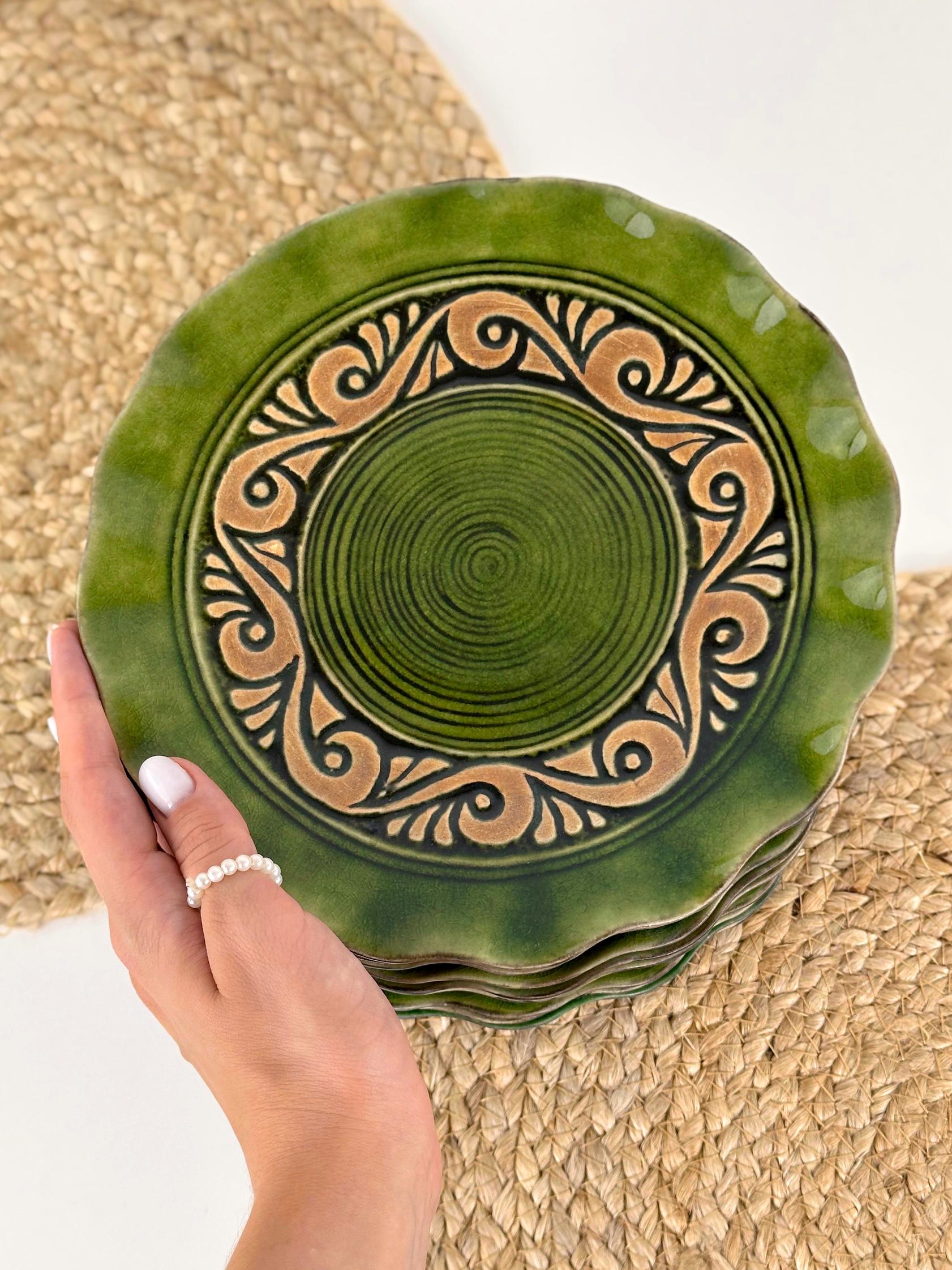 Набор глиняных тарелок Гражда 20 см х 12 шт. Коричневый (17019-16) - фото 5