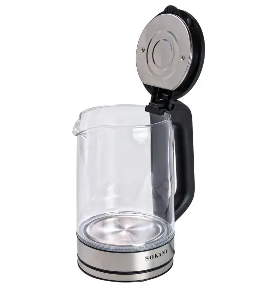 Електрочайник скляний Sokany SK-09013 дисковий 2,5 л Сталевий - фото 4