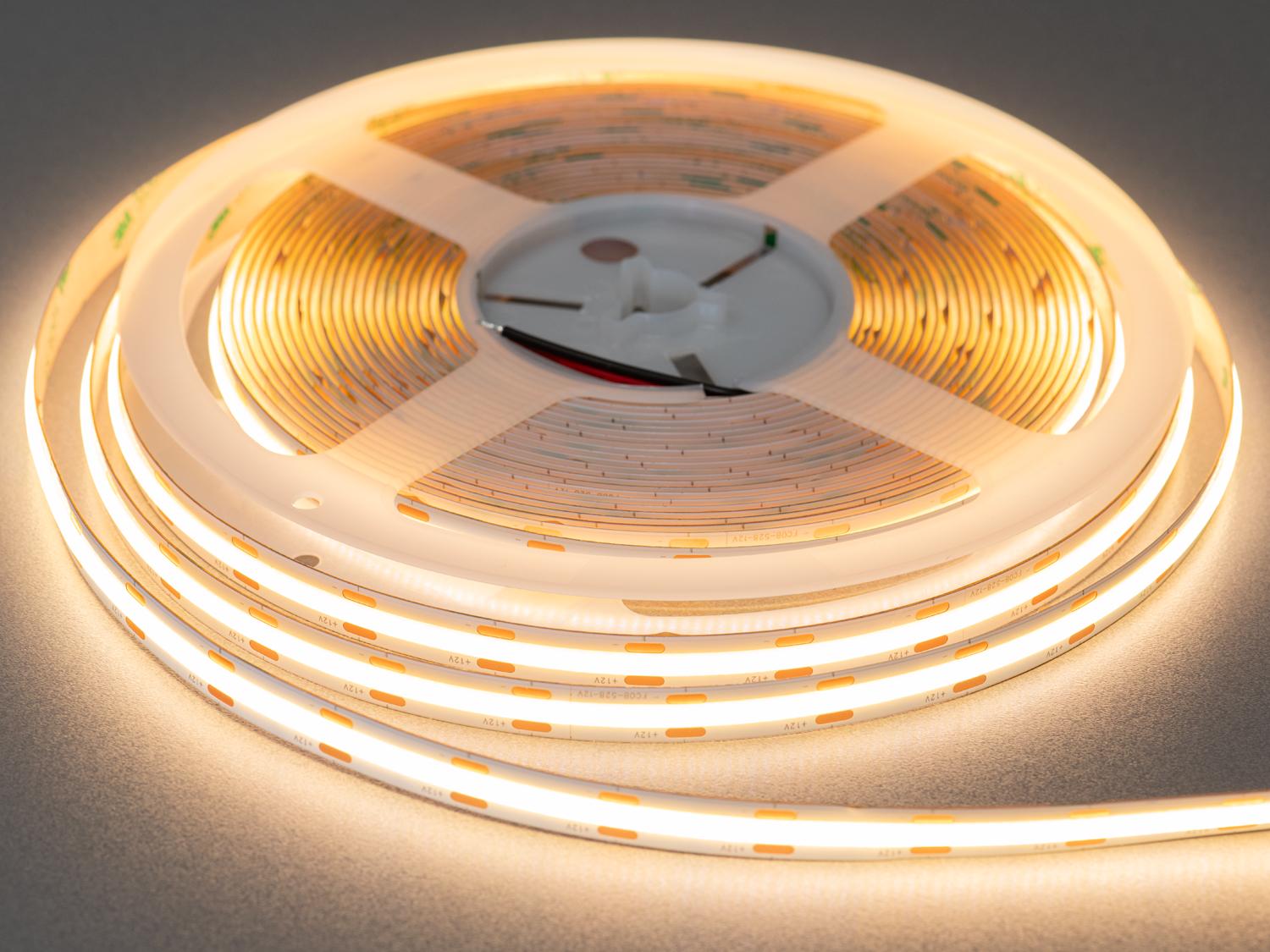Светодиодная лента COB 12 В 608 диодов на метр 10 мм Теплый (P12-COB-608-WW-20-10)