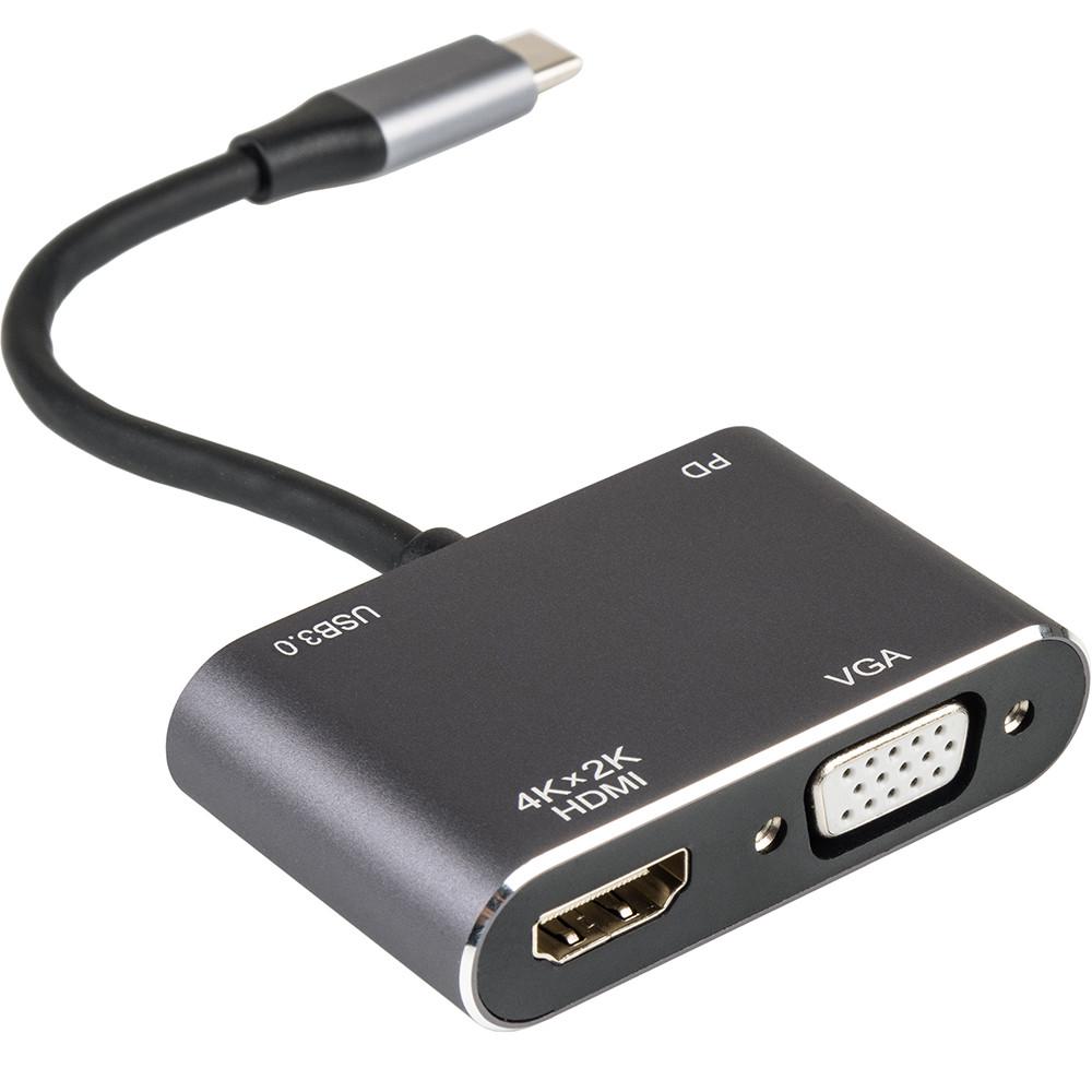 USB-хаб U&P U15 USB Type-C-HDMI/VGA/USB 3.0/PD 87W Grey (SWE-U15-GY)