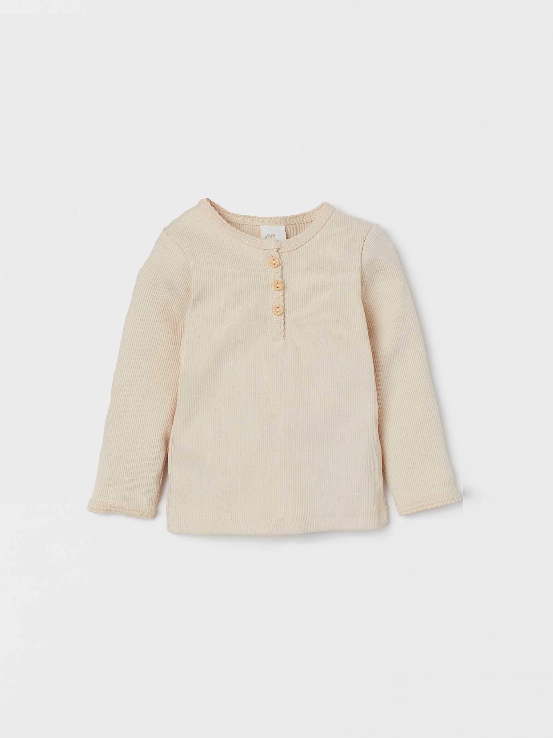 Лонгслів H&M 74 см Світло-бежевий (Х24108834565)