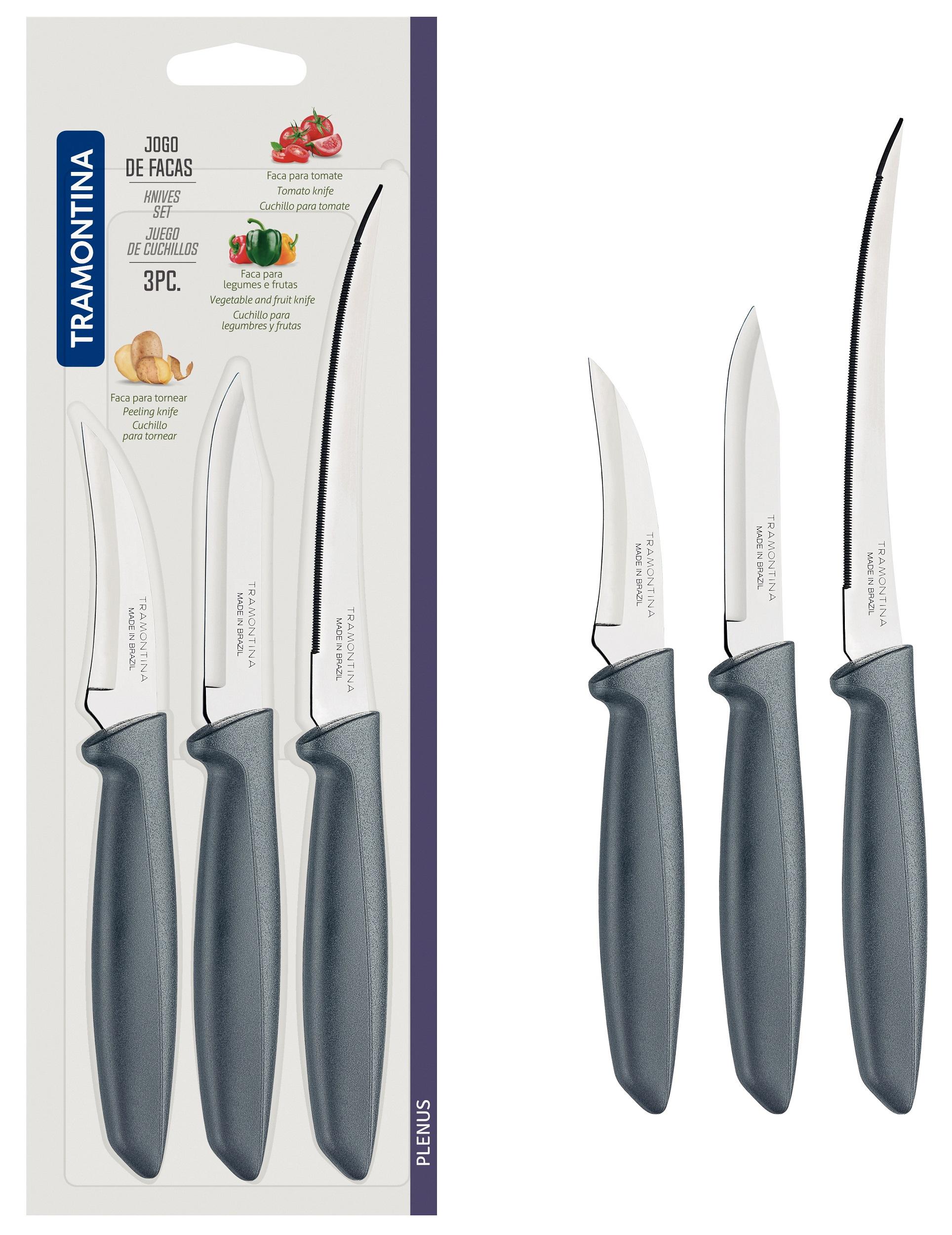 Набір ножів Tramontina PLENUS 3 шт. Grey (UG-23498/612)