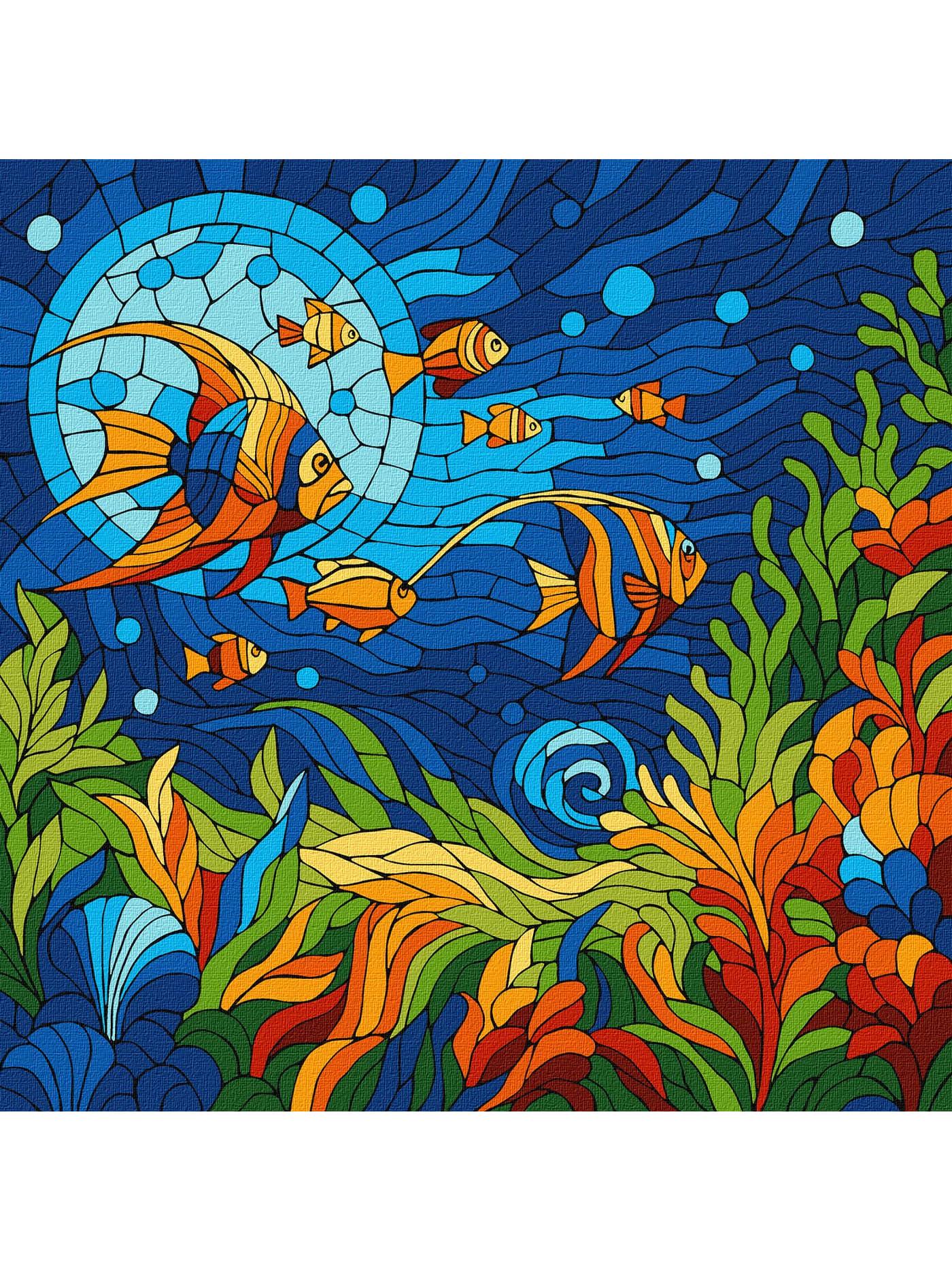 Картина за номерами Ideyka Вітраж Морський світ 30x30 см (KHO5171)