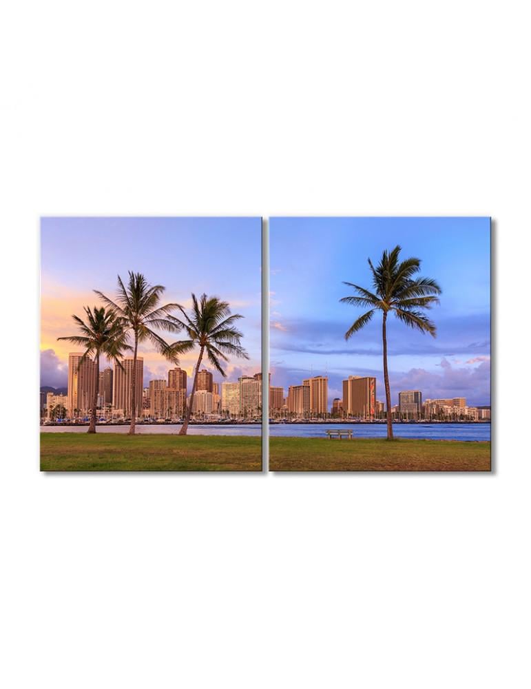 Картина модульная Пляжный парк Ала Моана на острове Оаху штат Гавайи 2 модуля 60x90 см