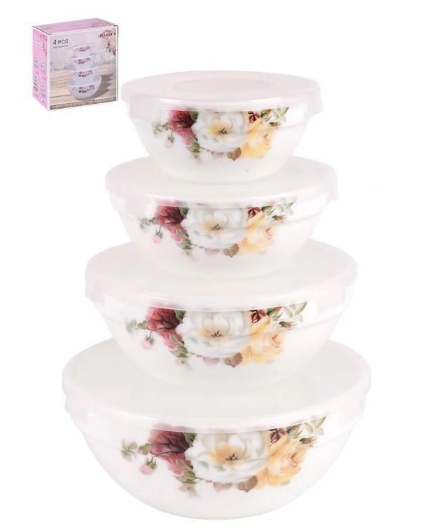 Салатники з кришками склокераміка 4 пр. 11/13/15/18 см (R35387)