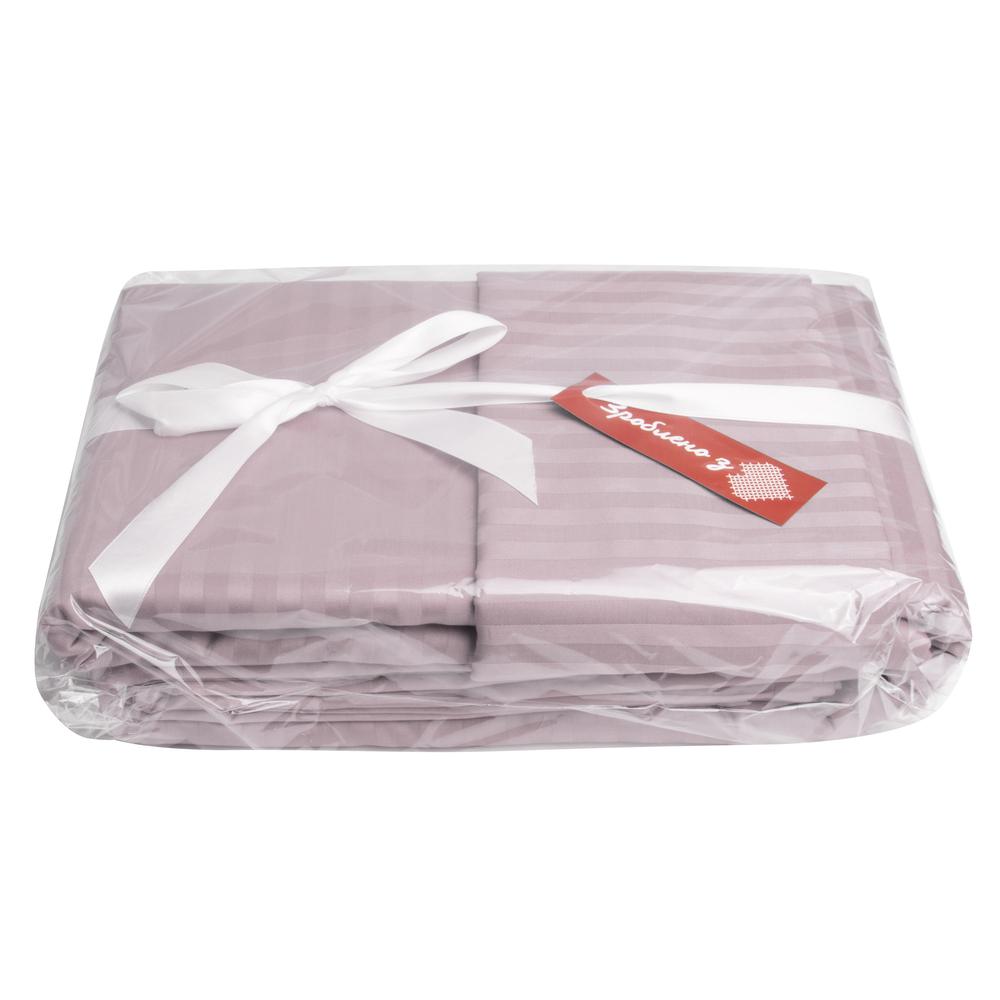 Комплект постільної білизни євро сатин в смужку Пудровий (26021) - фото 3 Комплект постільної білизни євро сатин в смужку Пудровий (26021) - фото 3