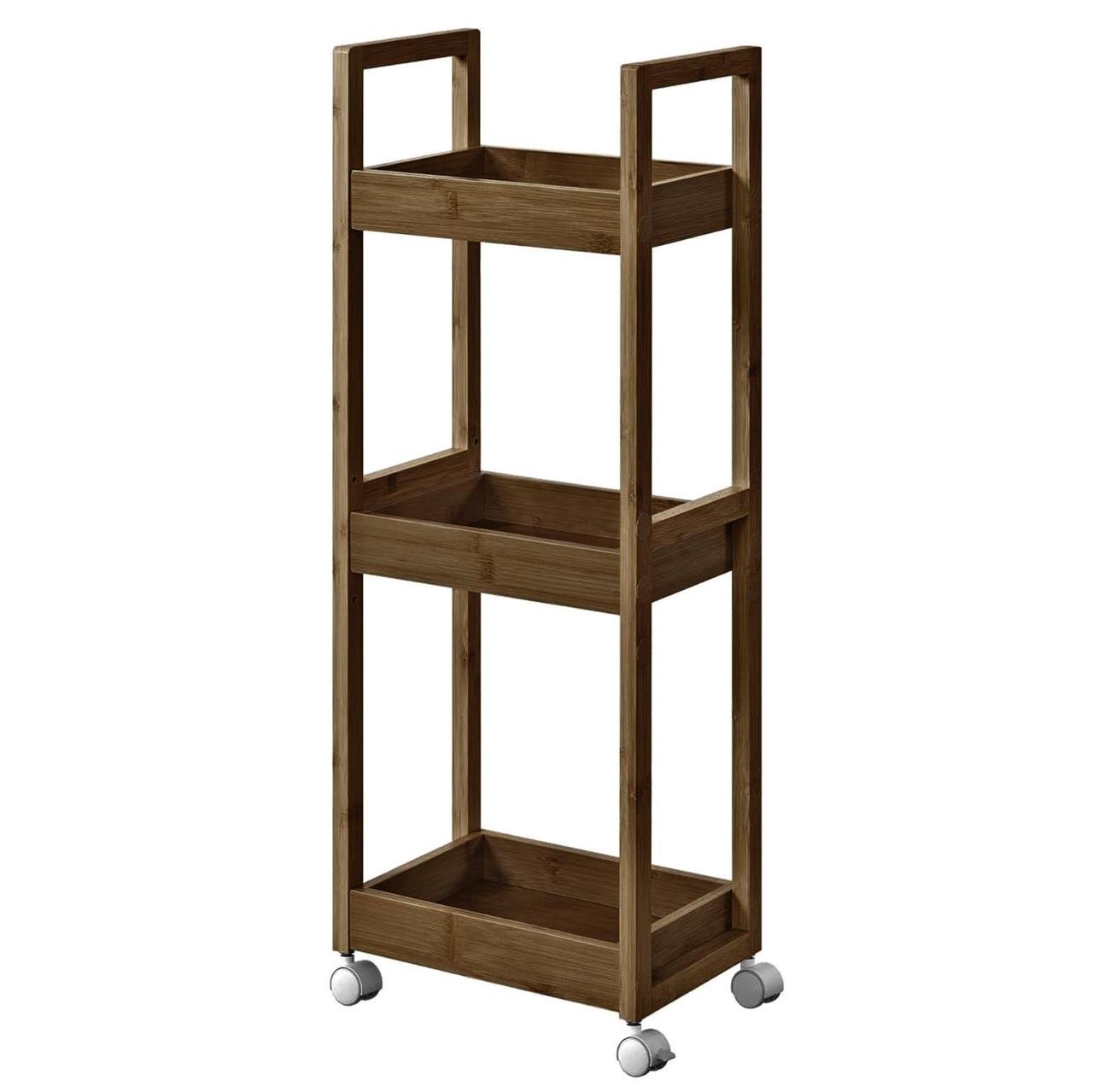 Этажерка для ванной из дерева на колесиках Касталия Корица (АБТ-005033)