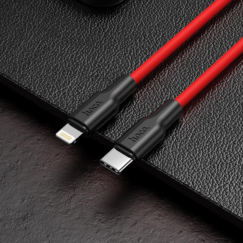 Кабель Hoco Type-C to Lightning Silicone PD charging data cable X21 Plus 1 м Black/Red (49064d4f) - фото 4