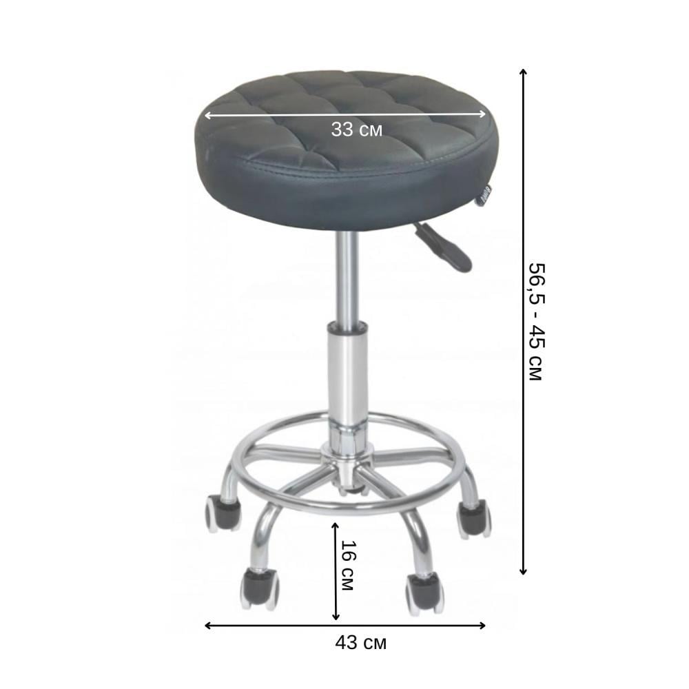 Кресло-табурет на колесах Bonro B-496 круглое из экокожи до 120 кг Черный (132-76-42300109) - фото 8 Кресло-табурет на колесах Bonro B-496 круглое из экокожи до 120 кг Черный (132-76-42300109) - фото 8