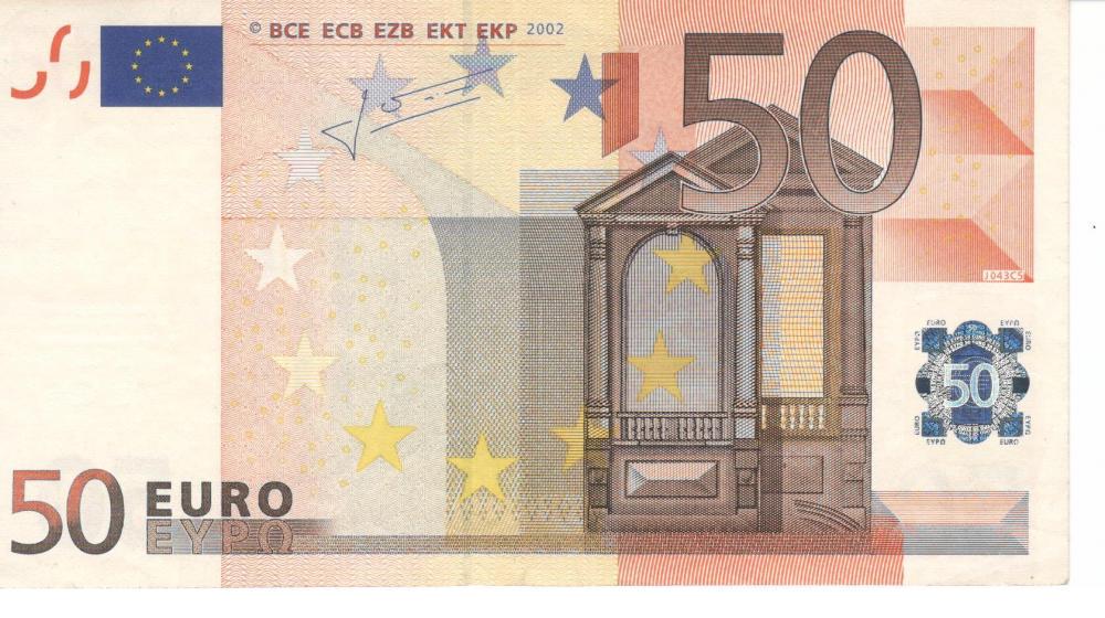 Колекційна банкнота Італія 50 євро 2002 S J043 VF (Б06806)