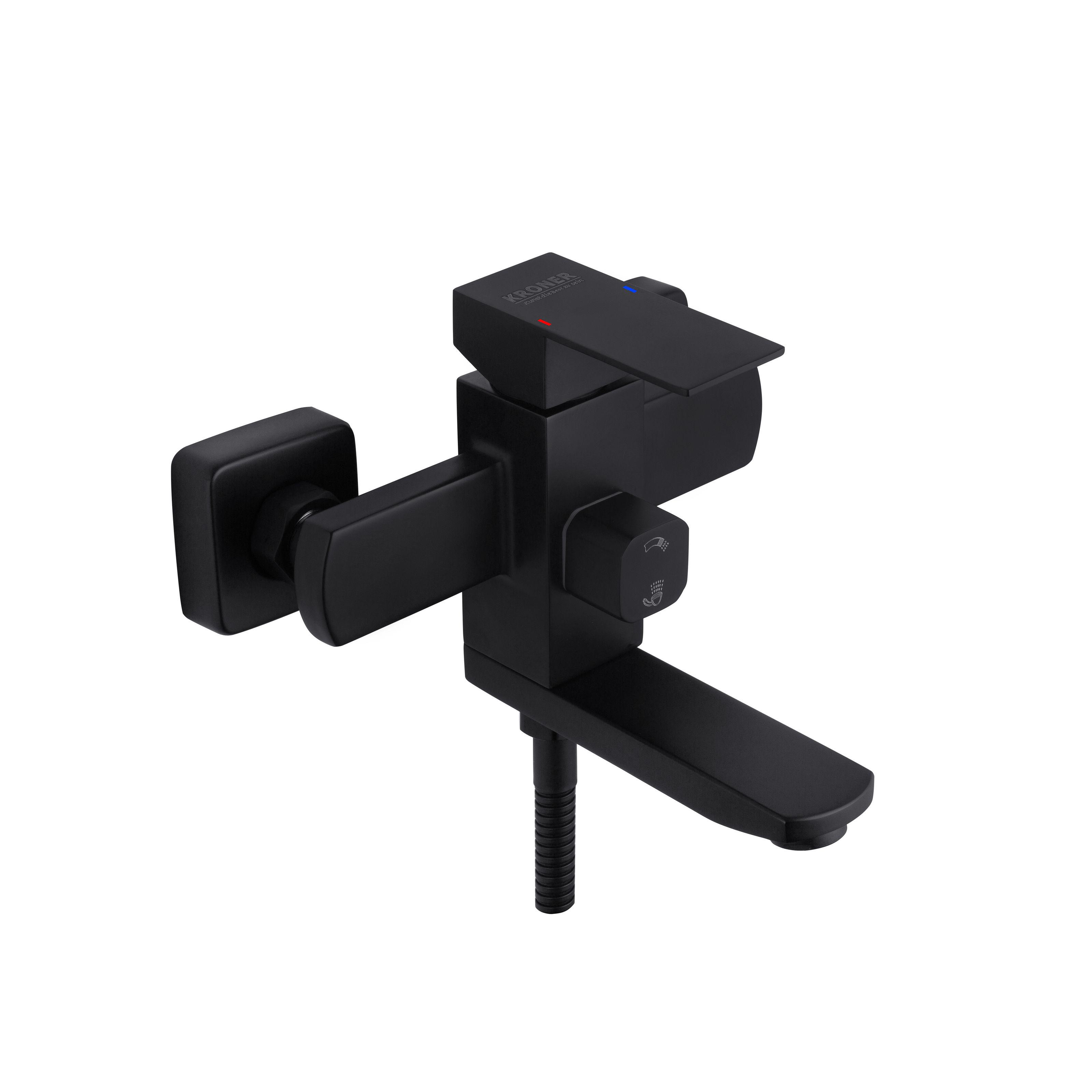 Смеситель для ванны KRONER Edelstahl Kubus CV025652 однорычажный Черный (137012)