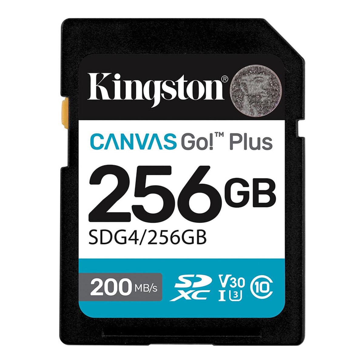 Карта памяти Kingston Canvas Go! Plus 256 GB SDXC UHS-1 U3 class 10 A2 V30 R170MB/s W90MB/s (SDG4/256GB) - фото 1