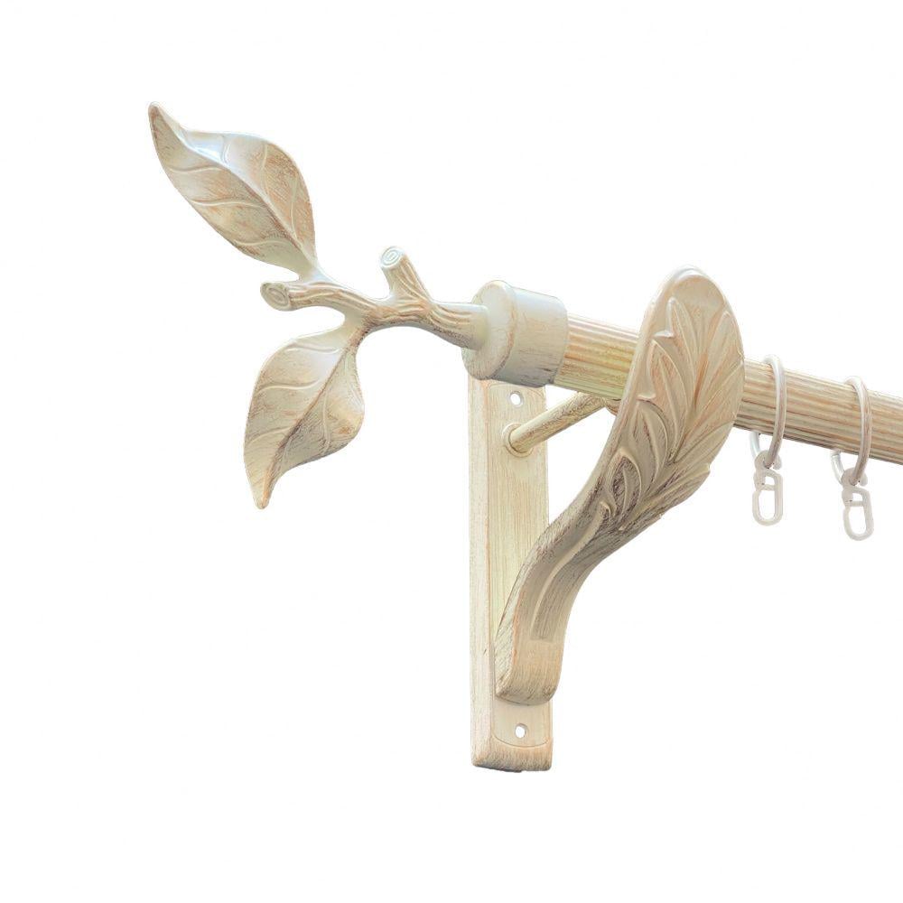 Карниз Orvit Листок Троянди металевий однорядний ретро рифлена труба кільце металеве 25 мм 240 см Біле Золото (00-00010613)