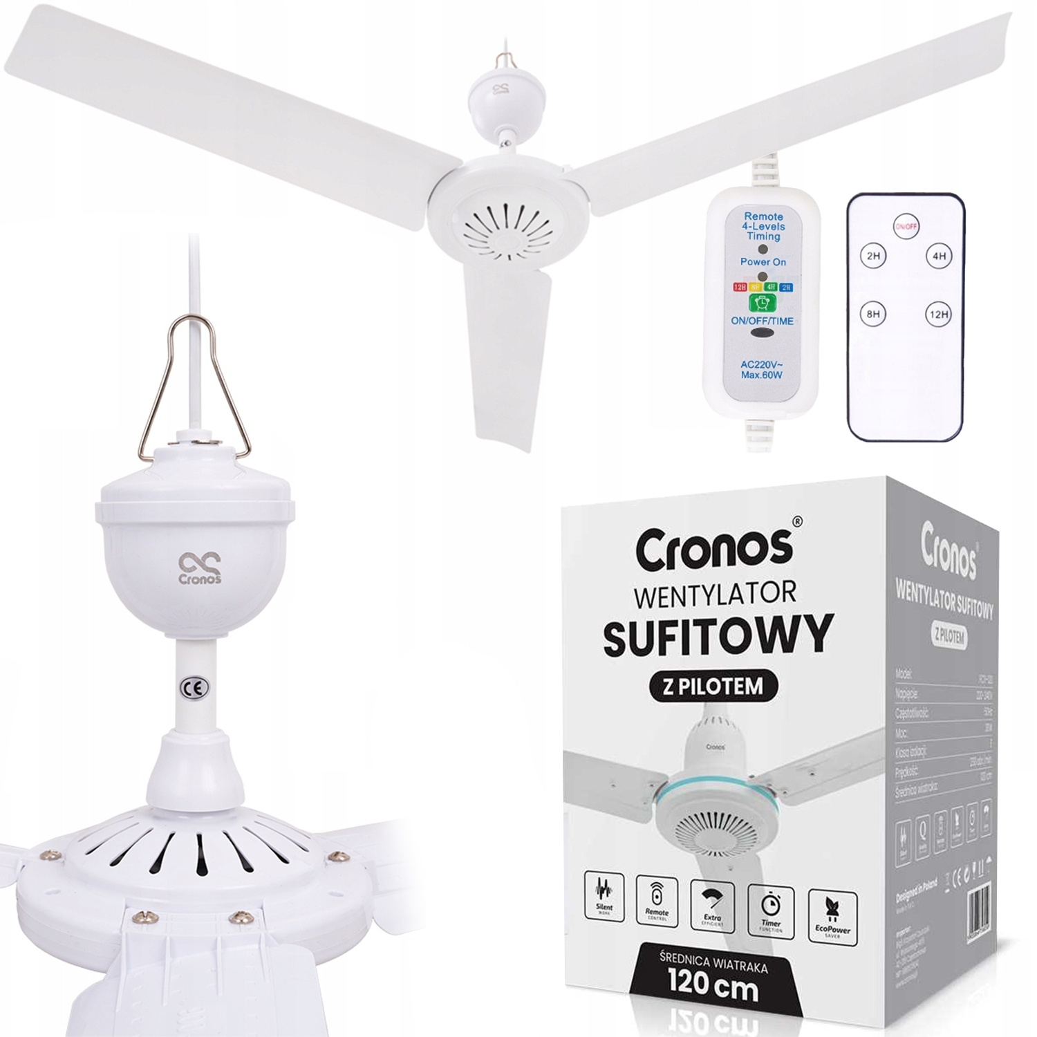 Вентилятор потужний стельовий з таймером із пультом дистанційного керування 120 см Білий - фото 2 Вентилятор потужний стельовий з таймером із пультом дистанційного керування 120 см Білий - фото 2