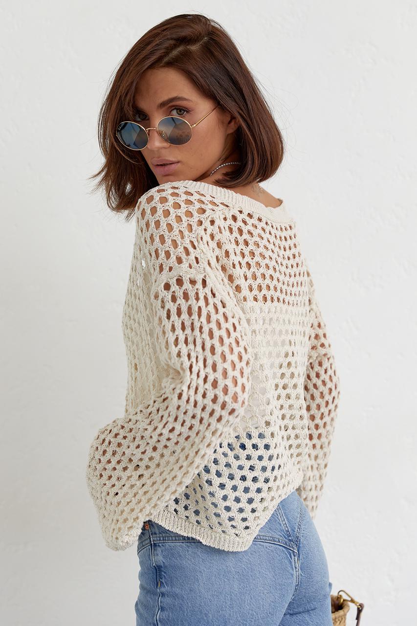 Кардиган укороченный на пуговицах L Бежевый (11092648) - фото 3 Кардиган укороченный на пуговицах L Бежевый (11092648) - фото 3