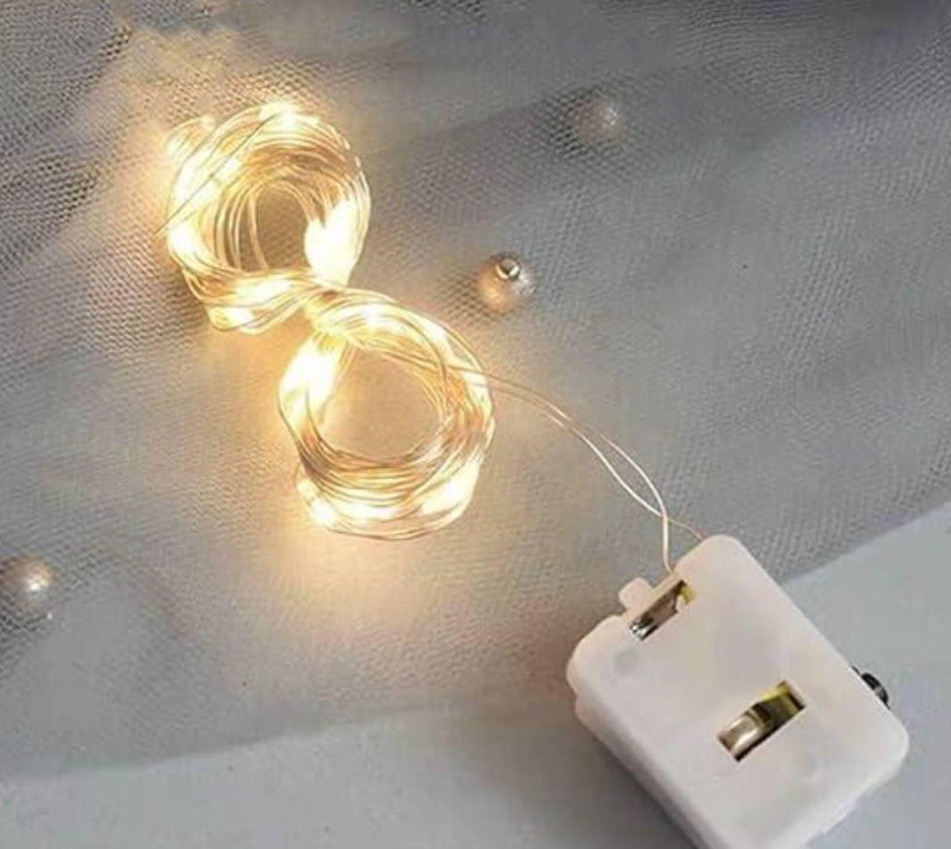 Гирлянда-нитка на батарейках Роса 2 м 20 LED желтый свет (d5e41877) - фото 6