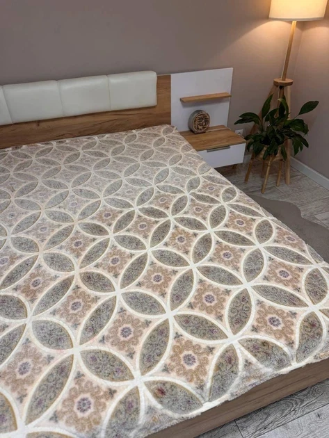 Плед-покрывало Koloco Снежок из микрофибры 200x220 см Бежево-коричневый (56-49-9)