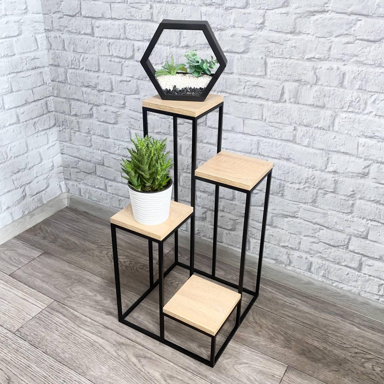 Подставка для цветов и декора Krei Флоренция Мини 680х340х340 мм Дуб сонома/Черный (ГС5001) - фото 2