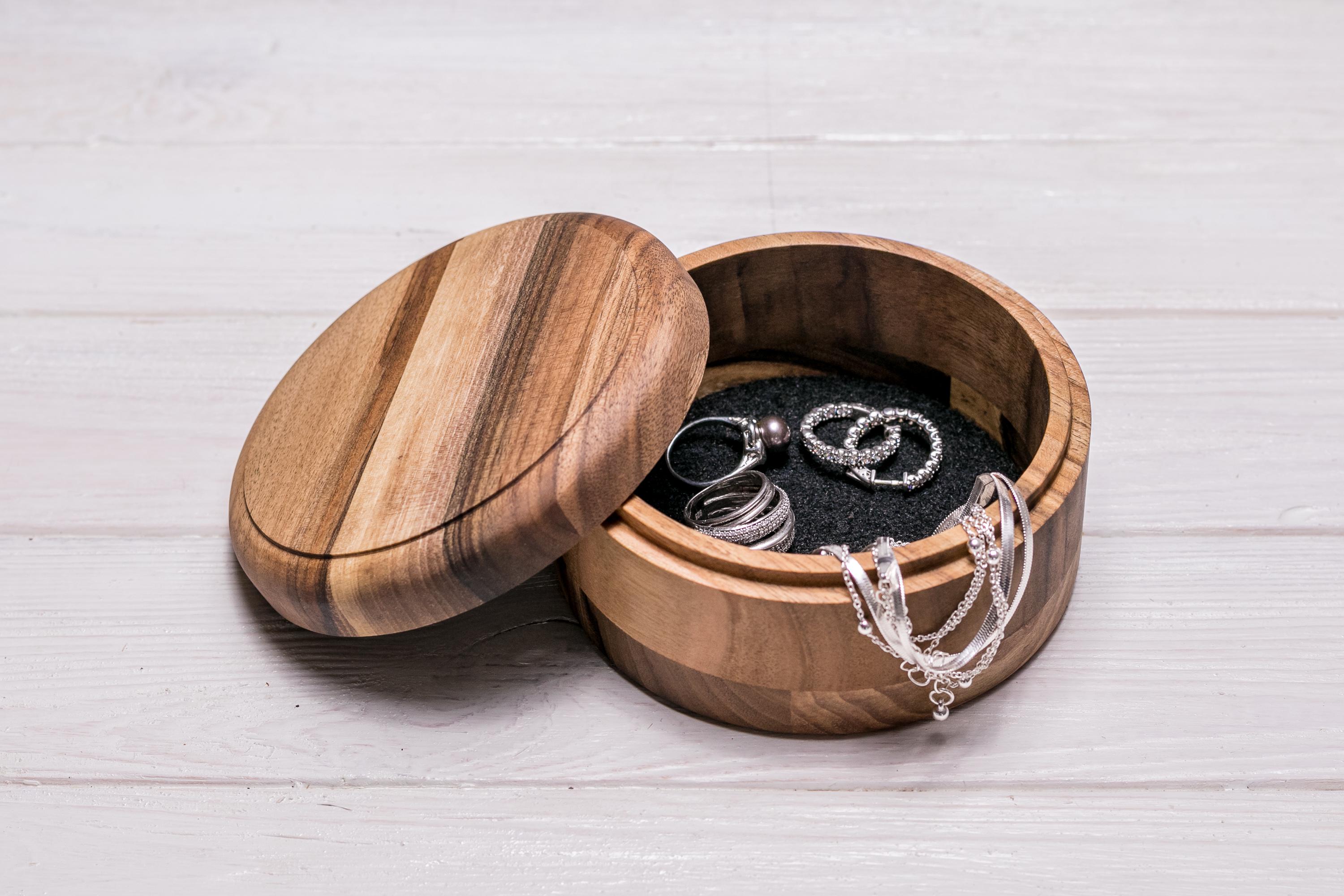 Шкатулка EcoWalnut деревянная круглая для украшений (EB-7) - фото 7
