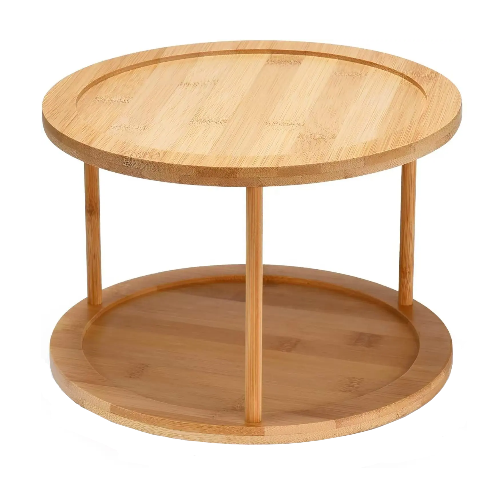 Полиця бамбукова двоярусна кругла крутиться 30х20 см