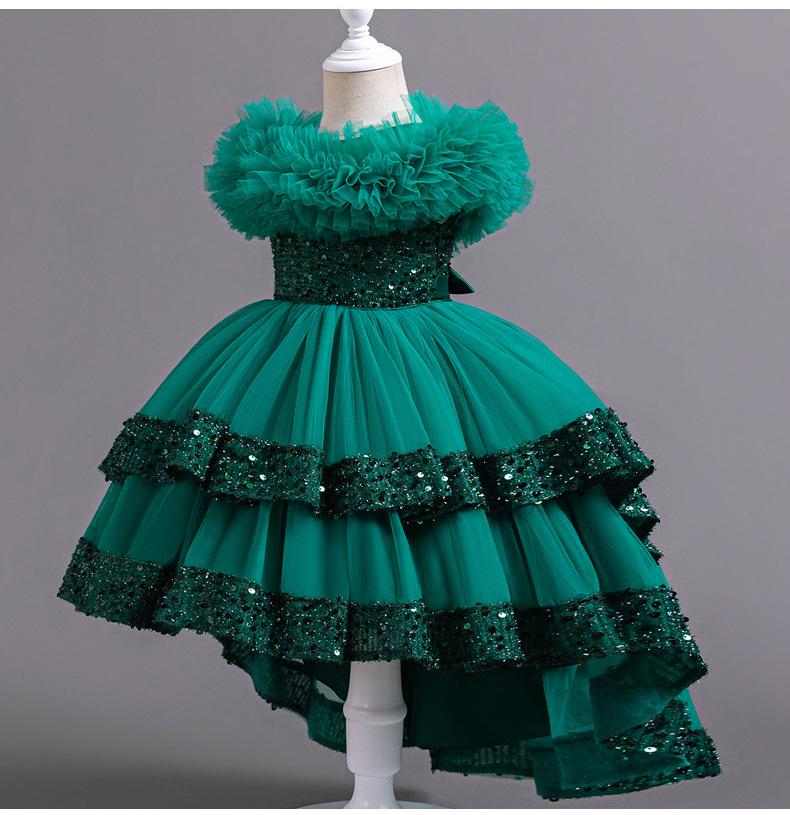 Сукня пишна святкова Елеонора з паєтками для дівчинки/під'юбник у подарунок 130 см 6 років Смарагдовий (11131180800)