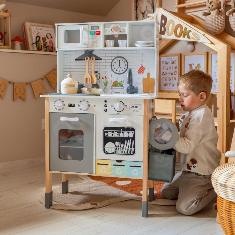 Детский игровой набор Woopie Кухня интерактивная деревянная 9в1 с доской/стиральной машиной/аксессуарами (53538) - фото 8 Детский игровой набор Woopie Кухня интерактивная деревянная 9в1 с доской/стиральной машиной/аксессуарами (53538) - фото 8