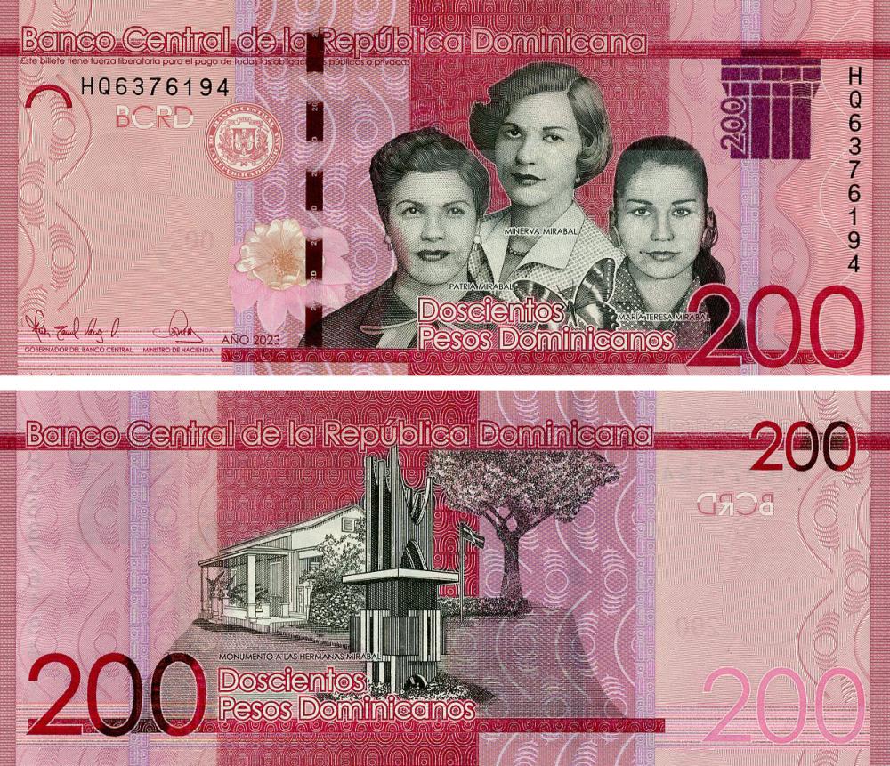 Коллекционная банкнота Доминикана 200 песо 2023 UNC (P191)