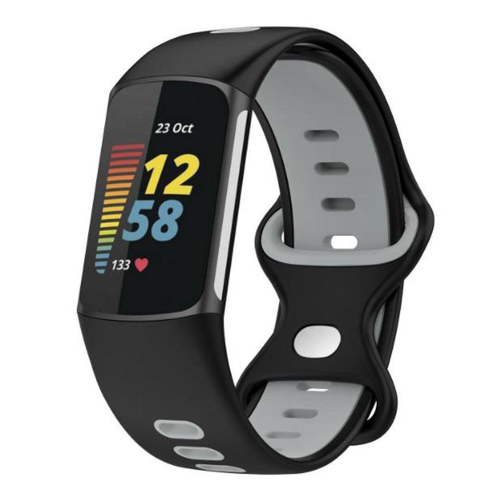 Ремешок силиконовый Primolux Sport для фитнес браслета Fitbit Charge 5 M Black/Grey - фото 3 Ремешок силиконовый Primolux Sport для фитнес браслета Fitbit Charge 5 M Black/Grey - фото 3