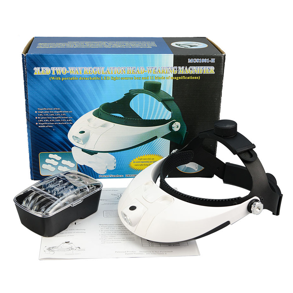 Лупа-очки бинокулярная налобная MG81001-H с 2LED 5 линз 1X/1,5X/2X/2,5X/3,5X - 3Х/4Х/4,5X/5X/5,5Х/6Х White/Black (160422) - фото 9 Лупа-очки бинокулярная налобная MG81001-H с 2LED 5 линз 1X/1,5X/2X/2,5X/3,5X - 3Х/4Х/4,5X/5X/5,5Х/6Х White/Black (160422) - фото 9