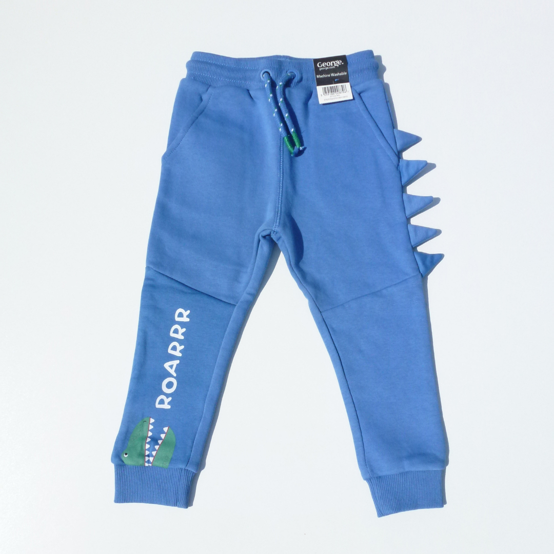 Штани дитячі Gеоrgе спортивні на флісі для хлопчика з динозавром 92-98 см Синій