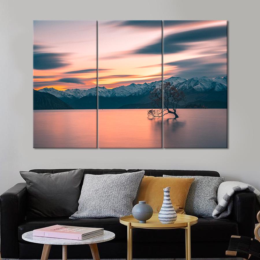 Картина природа Снежные горы на берегу озера 128x81 см (A1080-3)