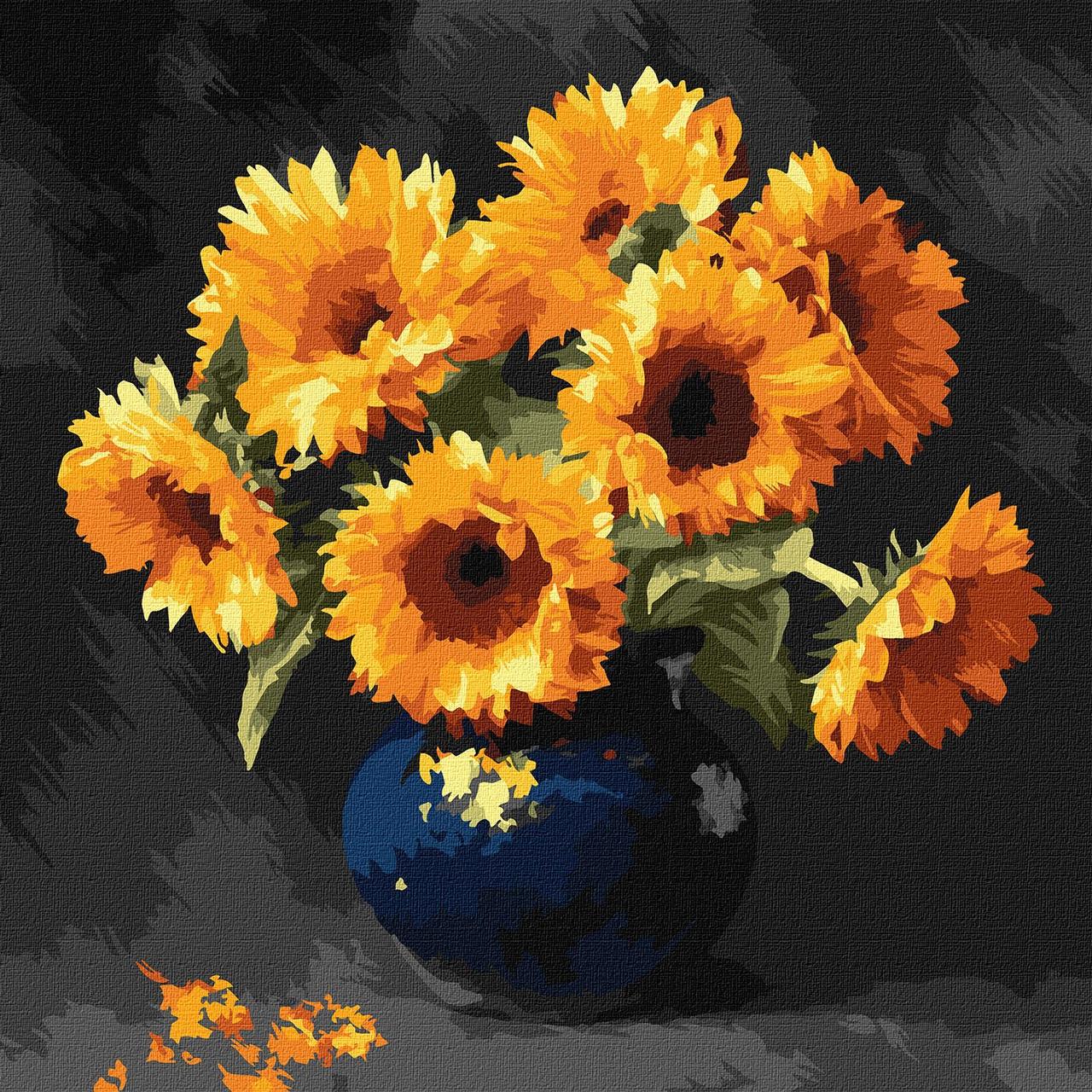 Картина по номерам Ideyka Подсолнечник в темноте 40х40 см (2824290360)