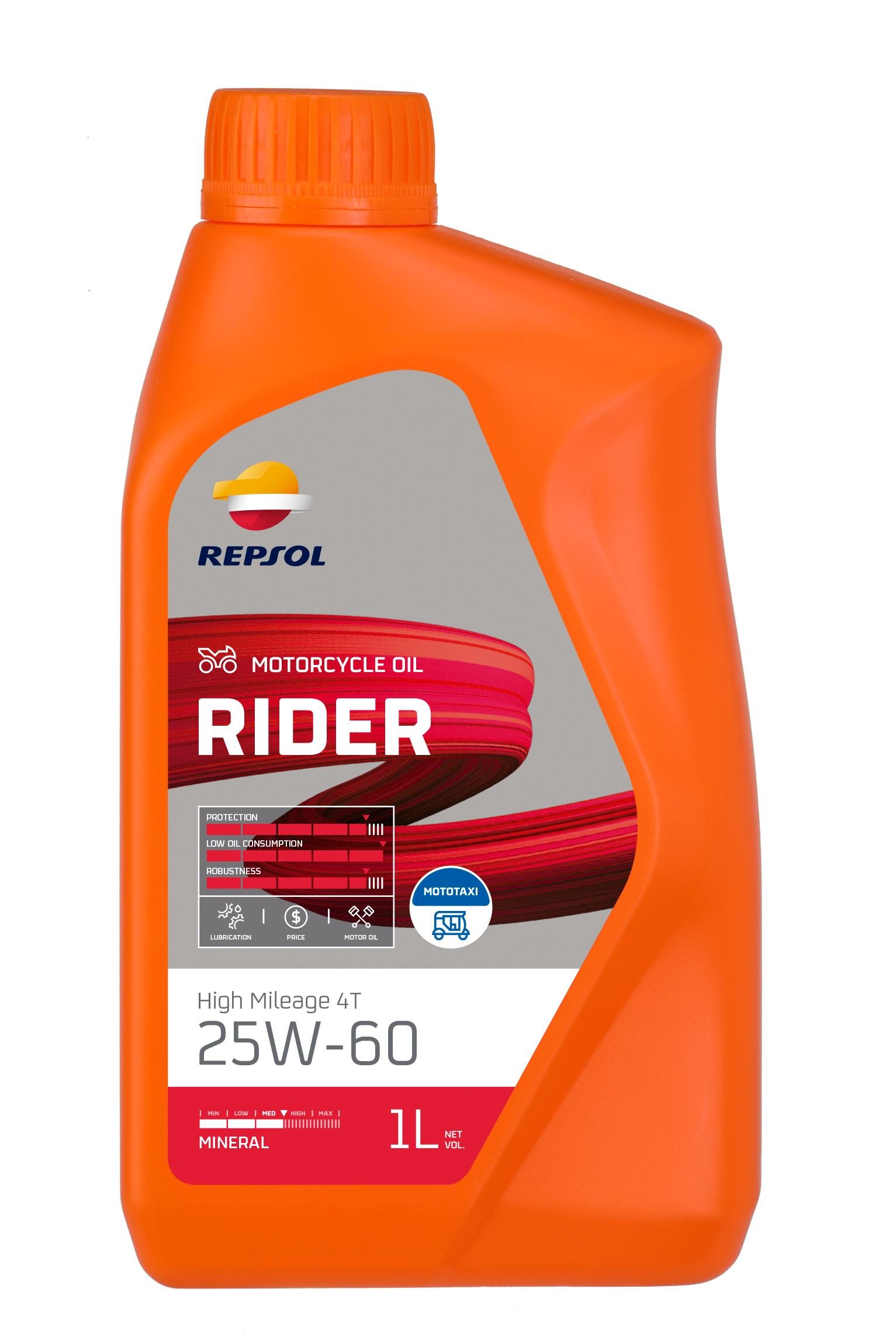 Моторне мастило Repsol RIDER HIGH MILEAGE 4T 25W-60 1 л (RPP2132VHC)