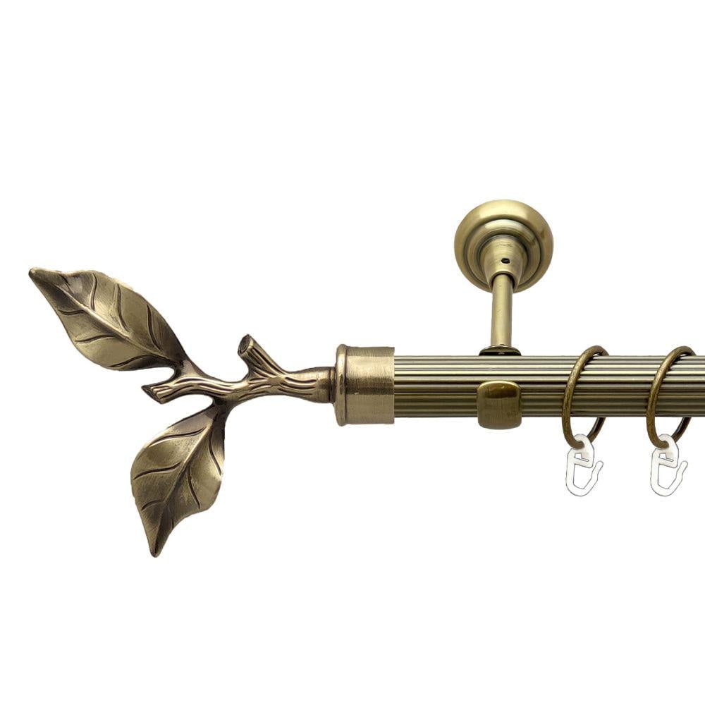 Карниз металлический Orvit Листок Розы однорядный открытый/рифленая труба/кольцо металлическое Антик 25 мм 160 см (00-00017605)