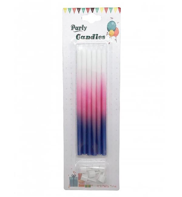Свічки у торт Ombre набір 6 шт. 155 см Pink