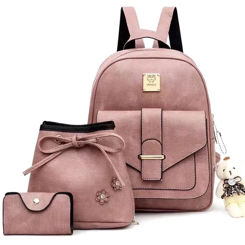 Городской рюкзак Jenssia Set 3в1 30х23 см Pink (33439)