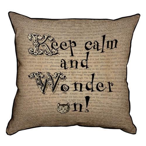 Подушка интерьерная из мешковины "Keep calm and Wonder on!" 45x45 см (45PHB_WON006_BR)