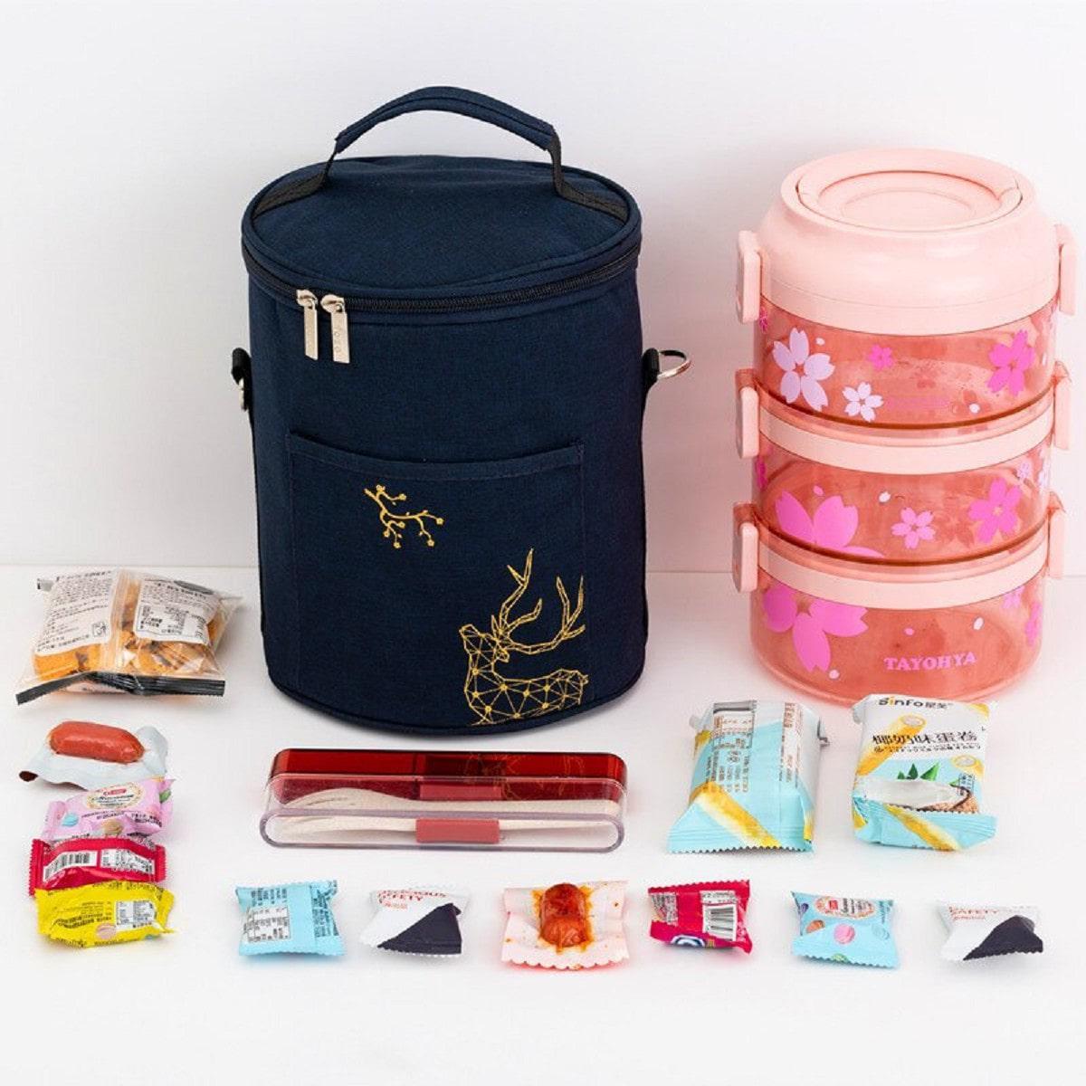 Термосумка Олень круглая с наплечным ремнем Синий - фото 2