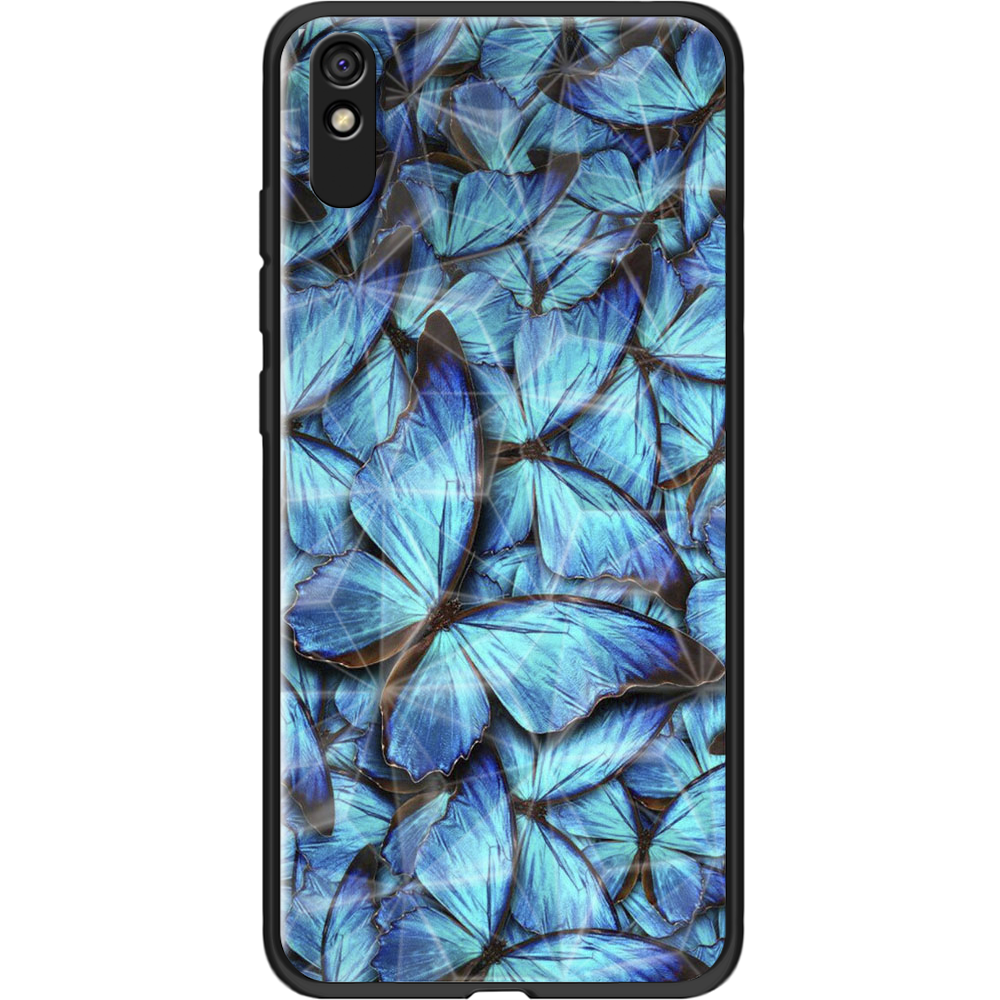 Чехол BoxFace Xiaomi Redmi 9A лазурные бабочки Черный силикон с призмой (40304-up1550-12345)