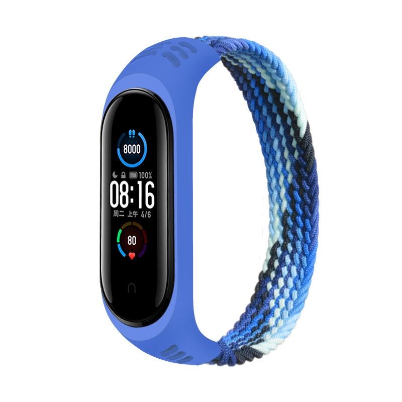 Монобраслет MRK Braided Solo Loop тканевый для фитнес браслета Xiaomi Mi Band 6/5/4/3 S 150 мм Синий