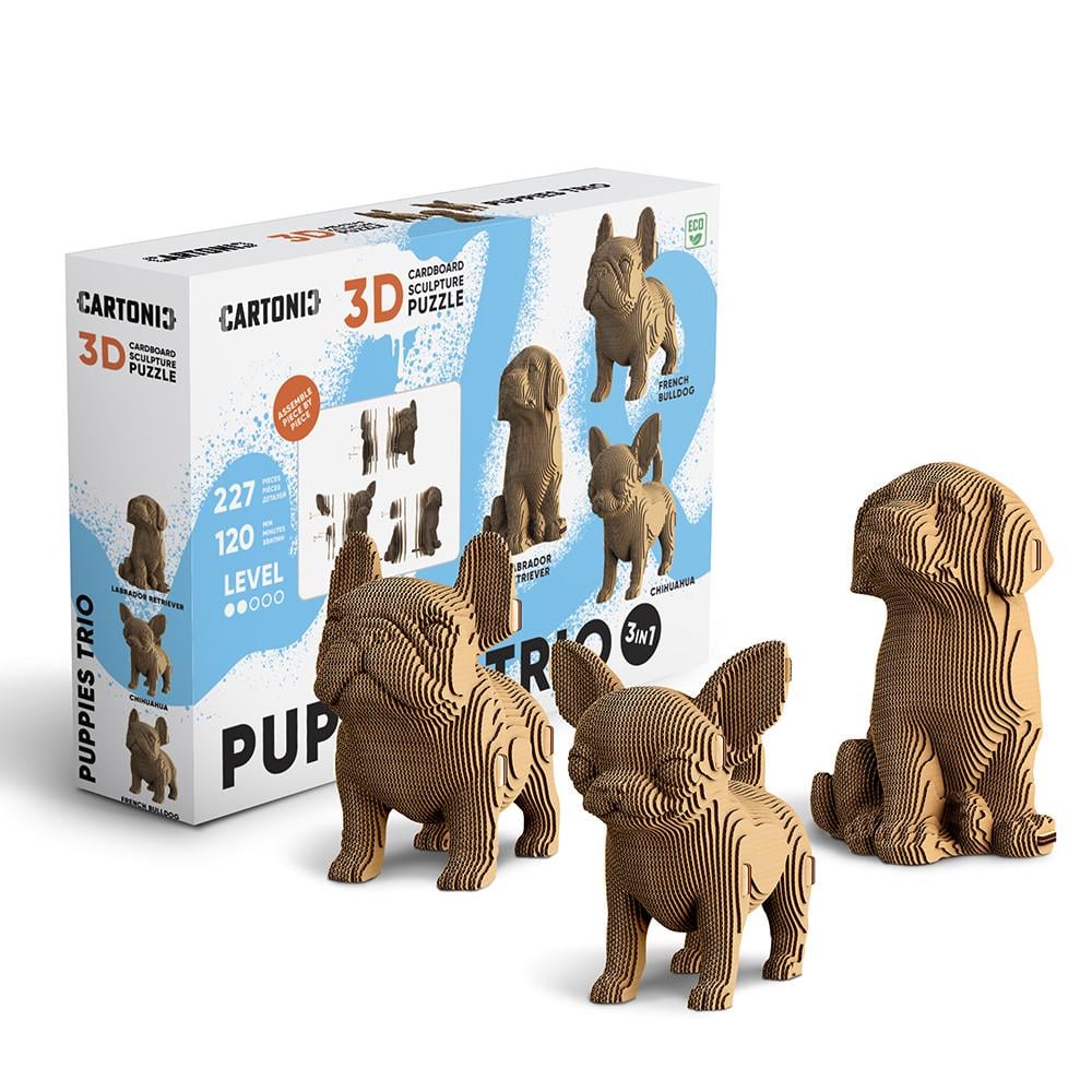 Пазл-конструктор 3D картонный Cartonic 3D Puzzle PUPPIES TRIO Щенки 3в1 (33394492)